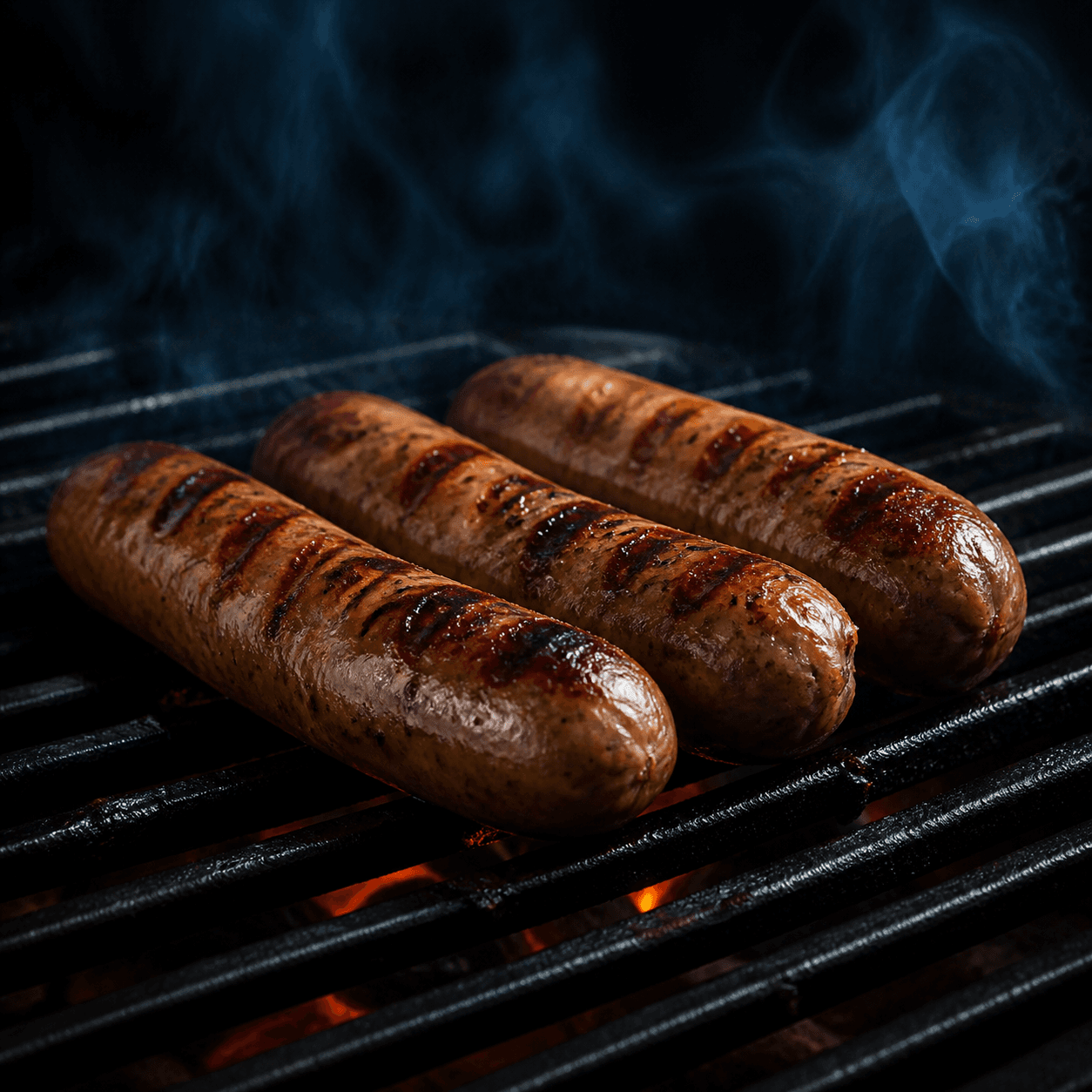 Brats prepared over a wood fire